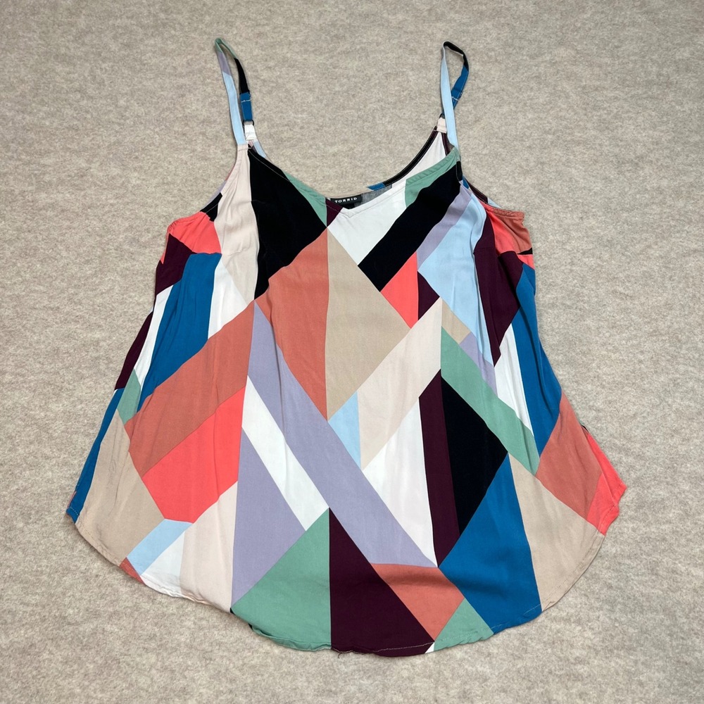 Torrid Geometric‎ Colorblock Camisole Top Womens Sz 0 Multicolor V-Neck Cami EUC